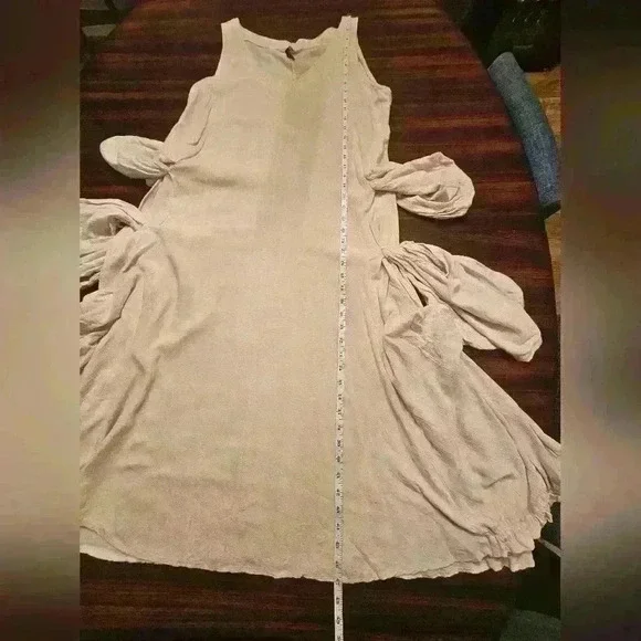 H4 Cream V-neck Sleeveless Midi A-line Dress Size EU 36 US L EUC - Picture 11 of 16